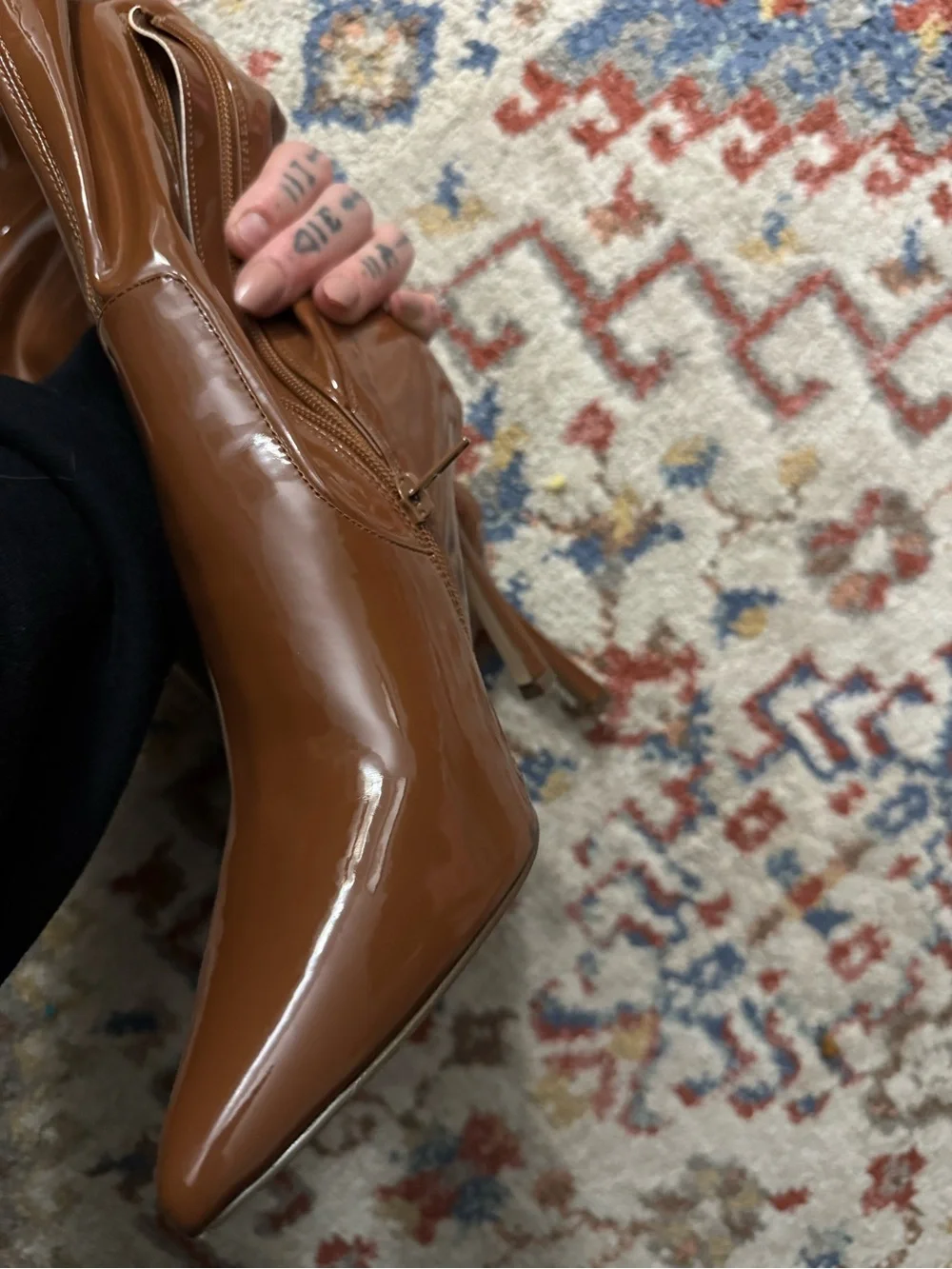 Brown Patent Over-the-Knee Stiletto Boots - Women's